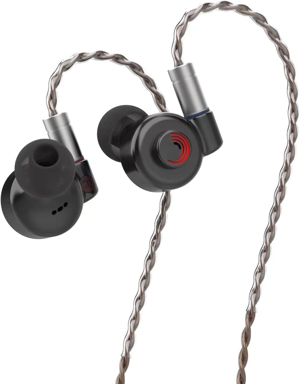 LETSHUOER D13 Custom 13mm Dynamic Driver in-Ear Monitor, DLC Diaphragm HiFi in-Ear Earphone IEMs with Dual Cavity Design (Black, 4.4mm)