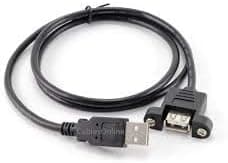 DataPro 1598-06C USB Panel-Mount Type A Cable, 6 Foot USB Female with Mounting Ears to USB B Male