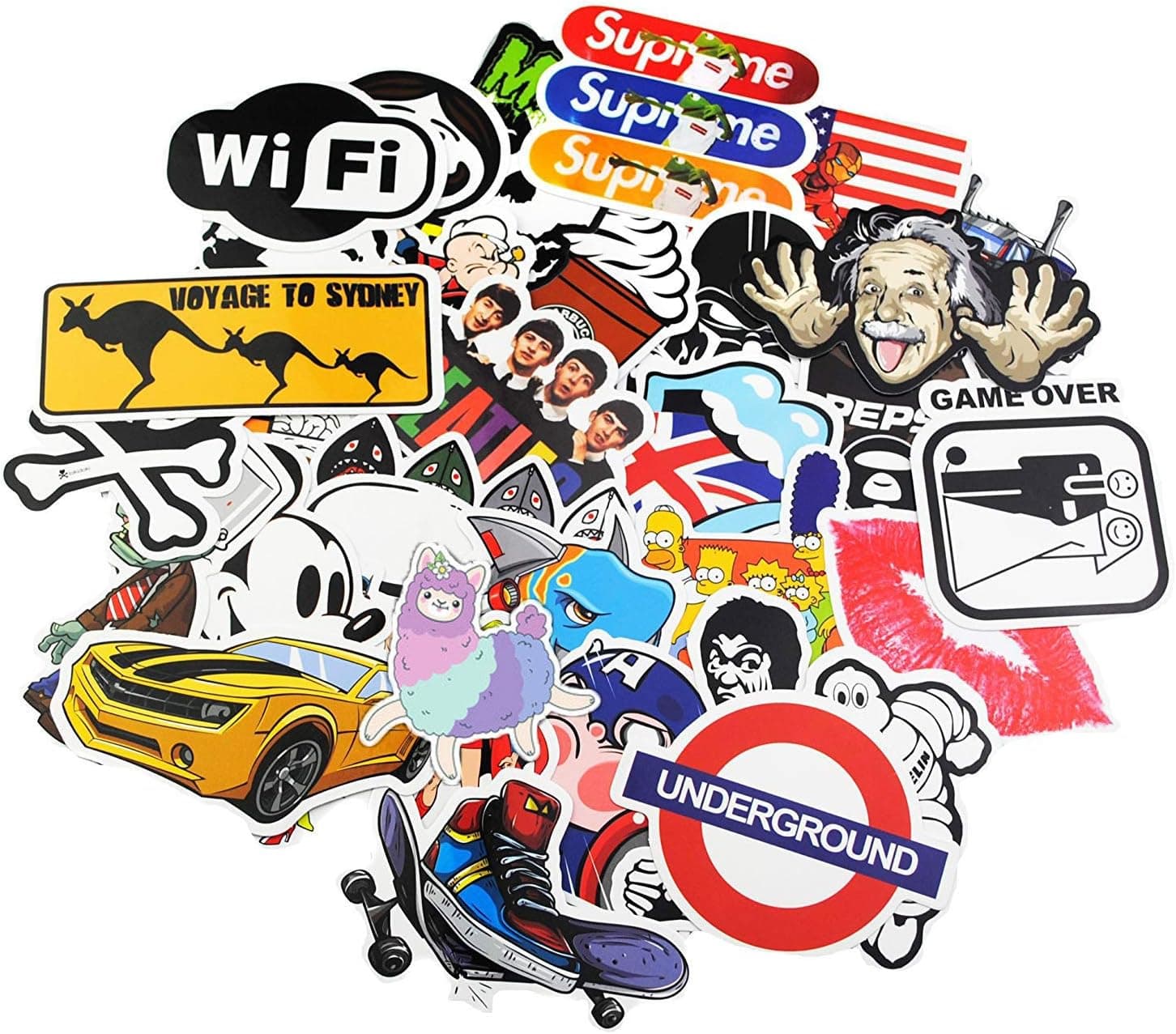 KONLOY Sticker Pack 200-Pcs Sticker Decals Vinyls for Laptop,Kids,Cars,Motorcycle,Bicycle,Skateboard Luggage,Bumper Stickers Hippie Decals Bomb Waterproof (200Pcs)
