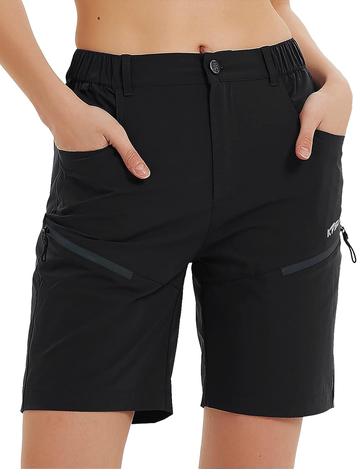 KPSUN Womens Quick Dry Bermuda Hiking Shorts Stretch Active Golf Cargo Shorts Water Repellent Zipped Pockets