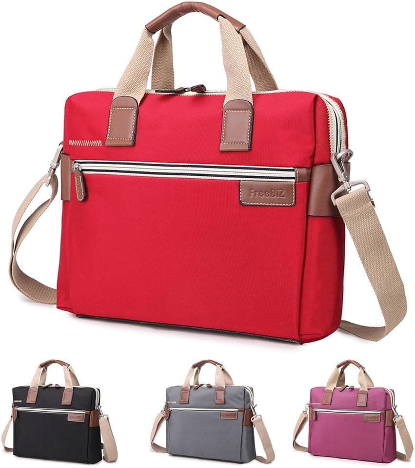 Bonvince Nylon Laptop Sleeve Messenger Shoulder Bag for 15-15.6-Inch Laptop/Notebook/MacBook/Ultrabook/Chromebook Computers (15.6" Red)
