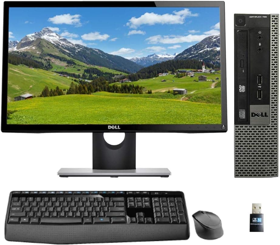 Dell Optiplex 780 USFF with Intel 3GHz, 8GB, 250GB SSD, 24" Monitor, Wireless Keyboard and Mouse, WiFi, Win 10 Pro (Renewed)
