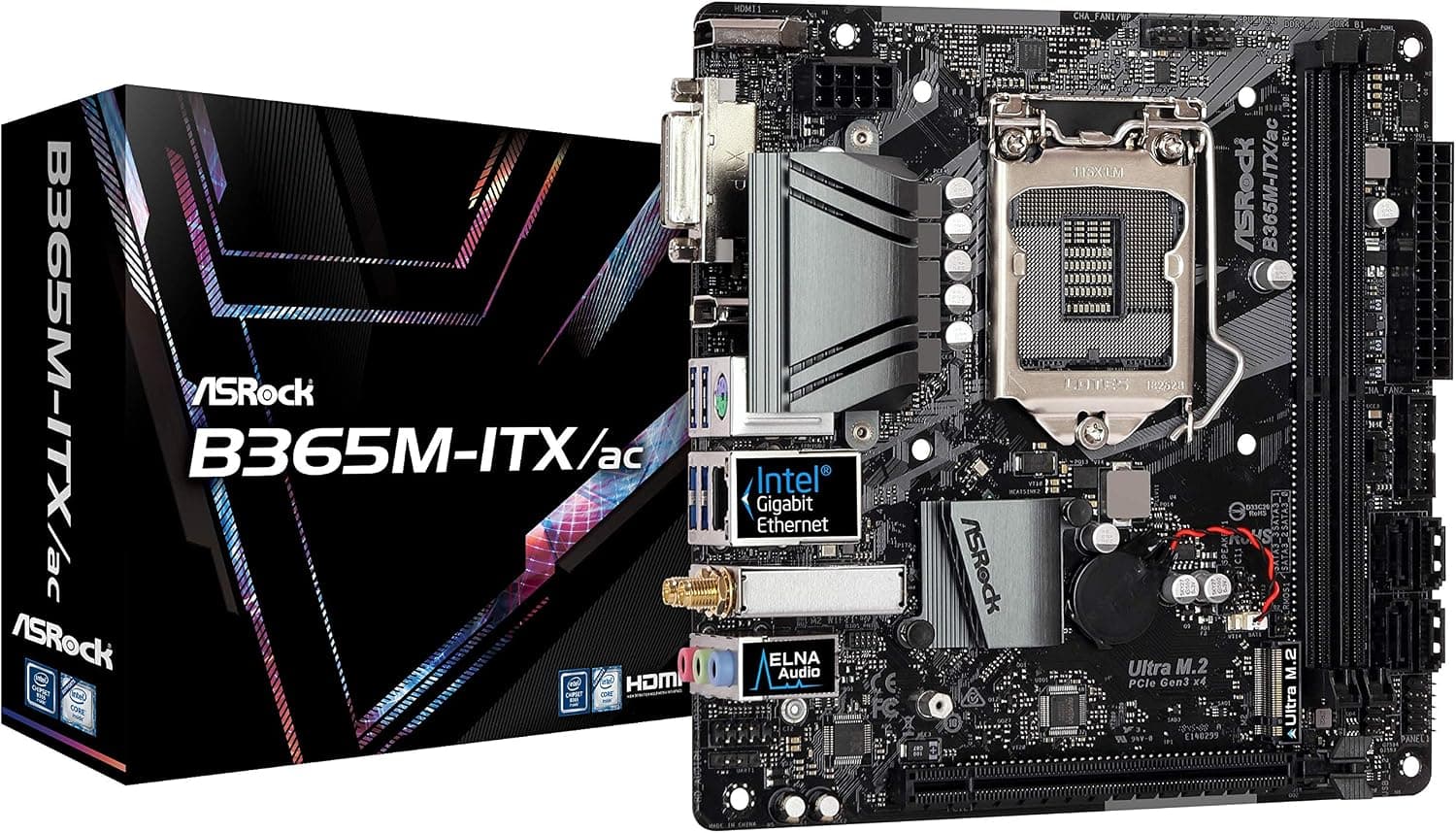 ASRock B365M-ITX/ac LGA1151/ Intel B365/ DDR4/ SATA3&USB3.1/ M.2/ WiFi/A&GbE/Mini-Itx Motherboard