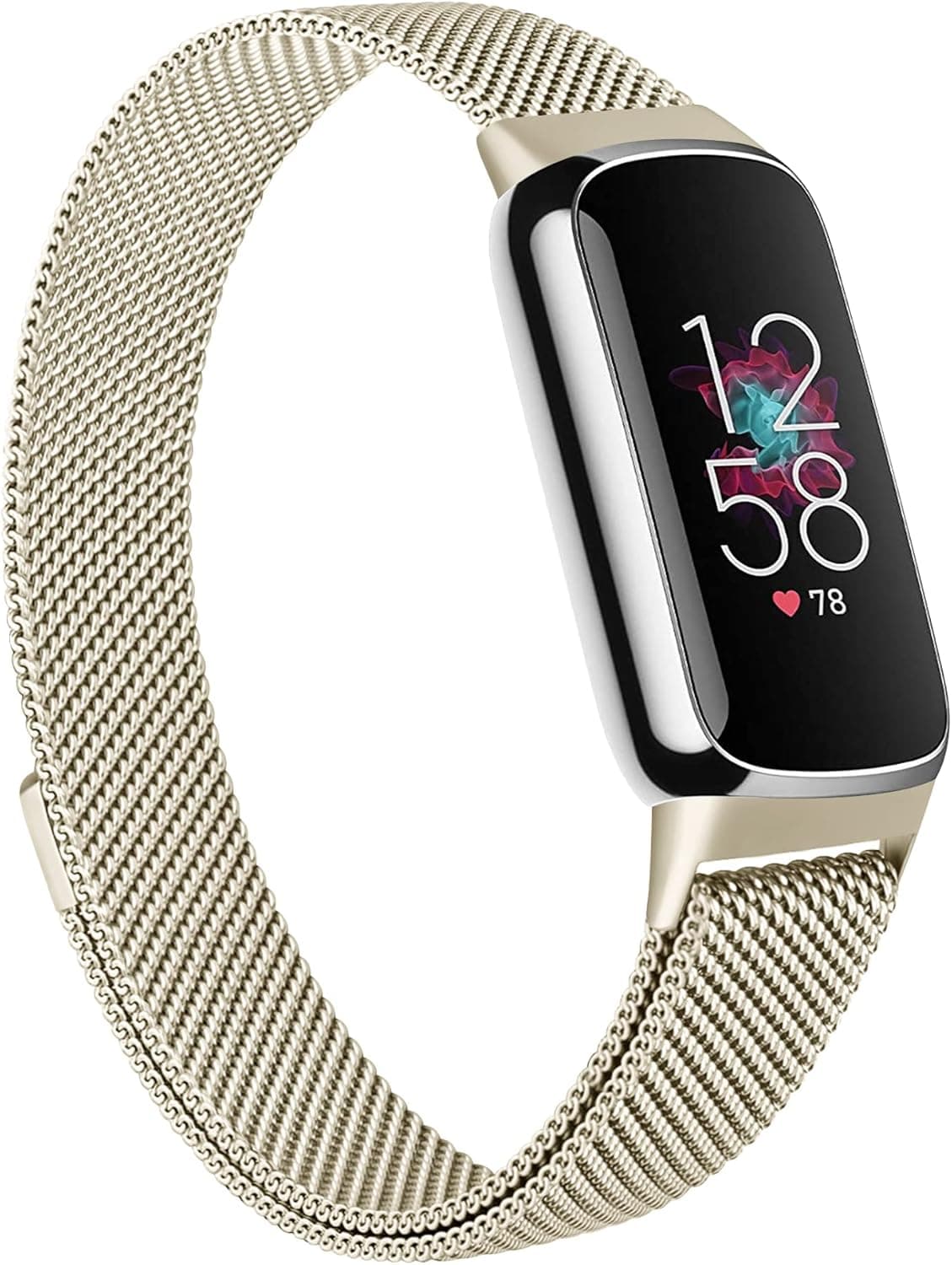 Amzpas Metal Band Compatible with Fitbit Luxe Bands for Women Men, Stainless Steel Mesh Loop Wristband Replacement Strap for Fitbit Luxe/Luxe Special Edition Fitness Tracker