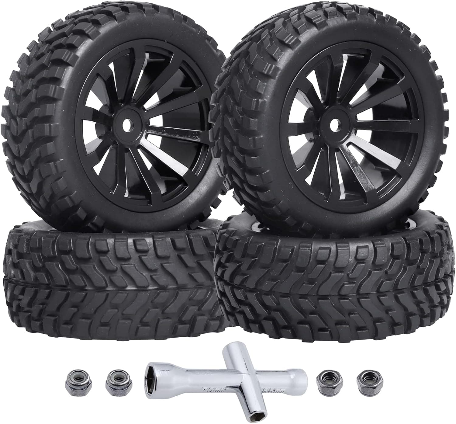 AllinRC 12mm hex rc Wheels and Tires 1/10 On Road Rally Tires Height 2.99 inch / 76mm (Set of 4)