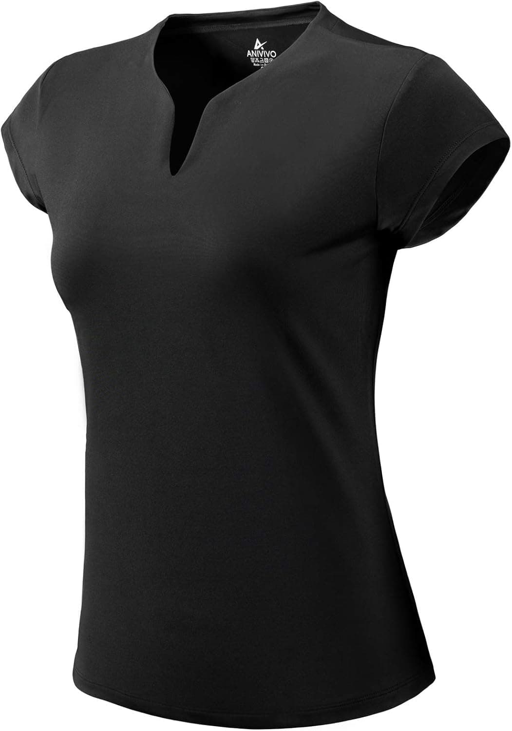 Tennis Shirts for Women Short Sleeves, Solid Golf T Shirts V-Neck Running Pickleball Clothes for Women