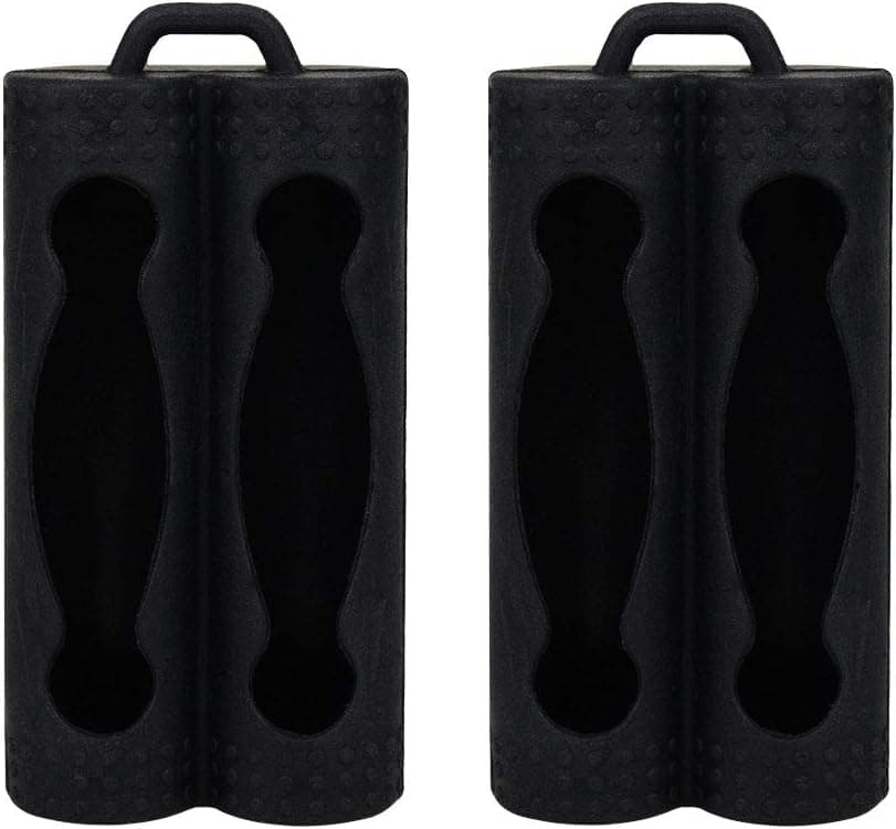 2 Bay Battery Case,18650 Battery Gel Carrying Cover Sleeve for 4 x 18650 Battery,Protective Silicone Anti-Lost Anti-Slip Anti-Scratch Skin Wrap,2 Pcs Black
