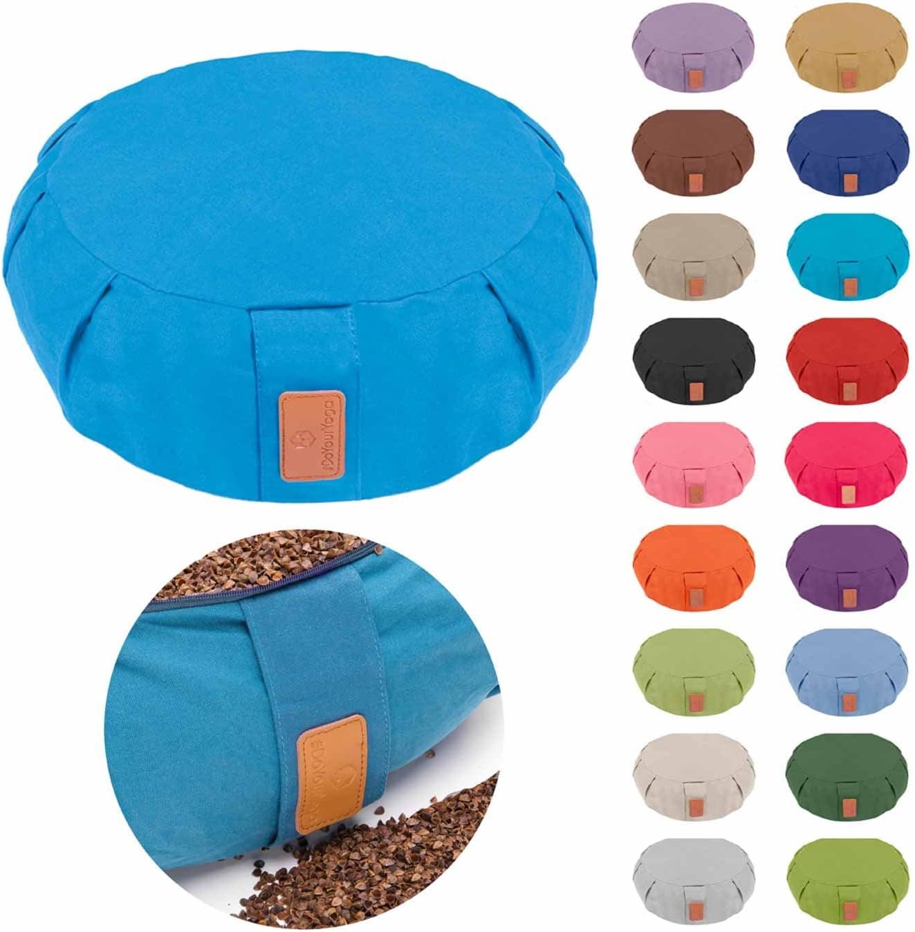 #DoYourYoga Yoga Cushion/Pillow »Brahman« with Zipper and Organic Buckwheat Husk (USA - Farmproduct) - Cover 100% Cotton & Size 16.54" x5.9" – Ideal for Relaxation, Meditation & Recreation