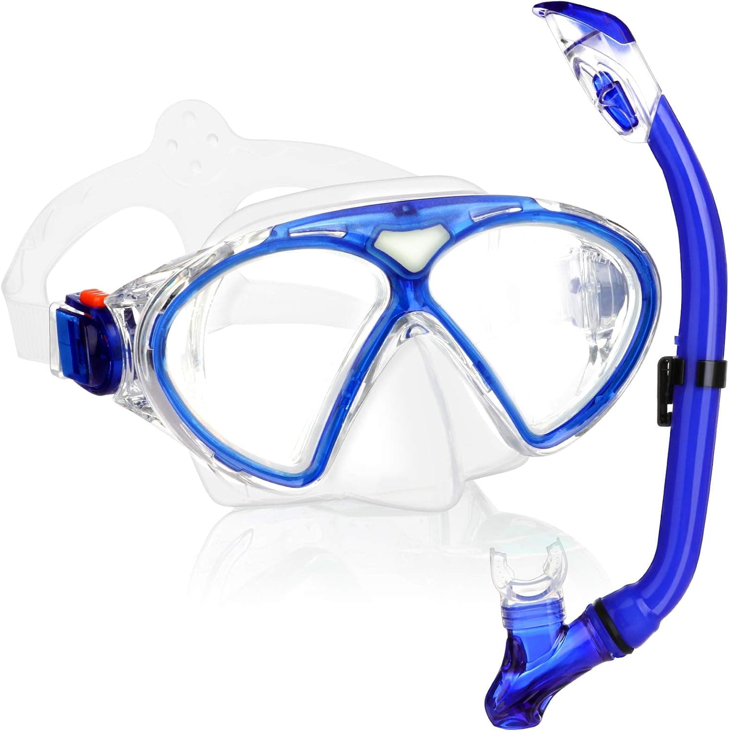 TUXHUI Kids Snorkel Set, Dry Top Snorkel Mask Anti-Fog Anti-Leak Scuba Diving Mask Snorkeling Gear for Youth Junior Child, Swimming Goggles with Nose Cover for Boys Girls Age 5-15