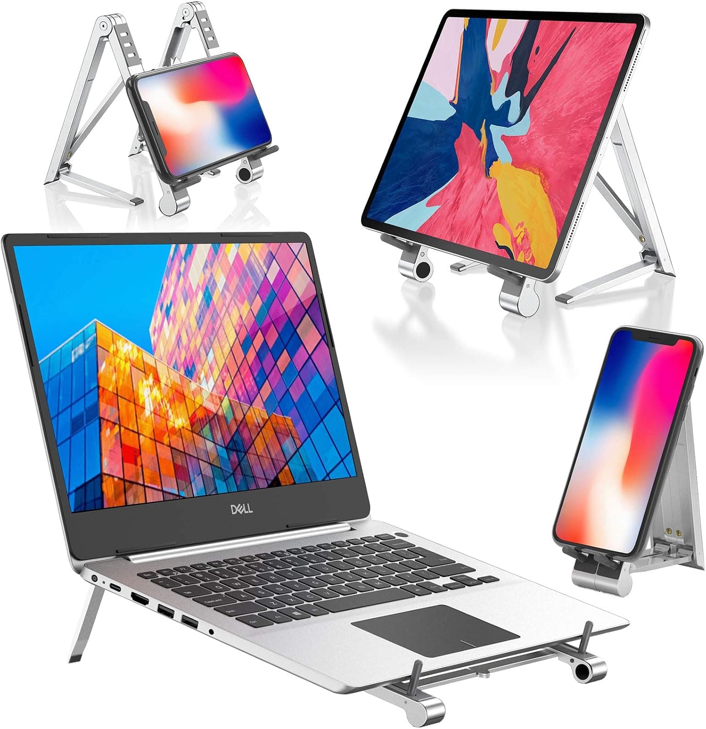 LOFTER Laptop Riser Stand Portable Tablet Adjustable Holder Ergonomic Computer Notebook Stand for Desk Foldable Phone Stand Laptop Lift Compatible MacBook Air Pro/ Dell XPS / iPad / iPhone 4-17"