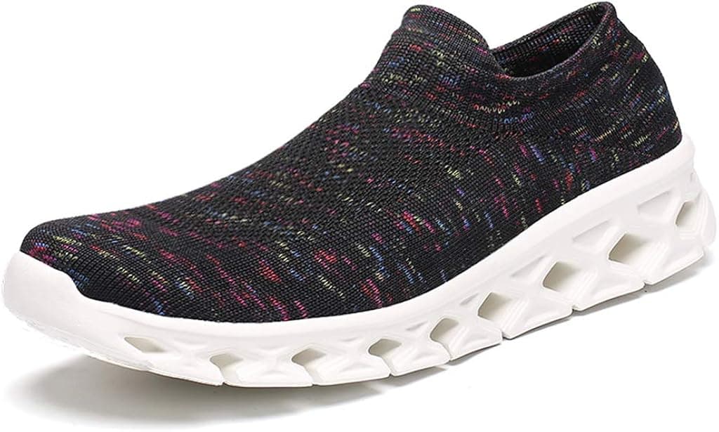 Slow Man Socks Walking Shoes Women Men - Fashion Causal Lightweight Breathable Mesh Slip On Running Sneakers Black
