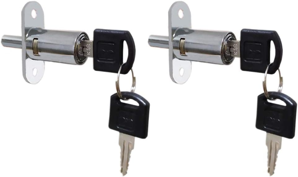 VictorsHome Push Plunger Lock 19mm x 23mm Cylinder Head Chrome Plated Zinc Alloy Keyed Different 2 Pack