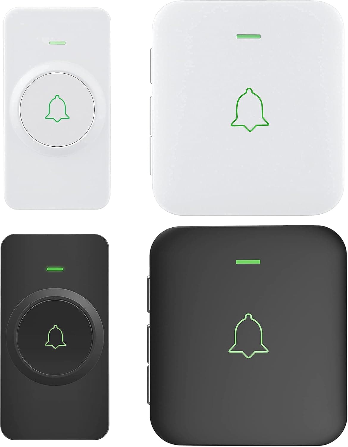 AVANTEK Mini Waterproof Doorbell, 2 Transmitters + 2 plug-in Receivers Included, Operating at 1000 Feet with 52 Melodies, 5 Volume Levels & LED Flash