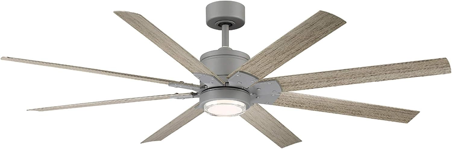 Renegade Smart Indoor and Outdoor 8-Blade Ceiling Fan 66in Graphite Weathered Wood with 3000K LED Light Kit and Remote Control works with Alexa, Google Assistant, Samsung Things, and iOS or Android App
