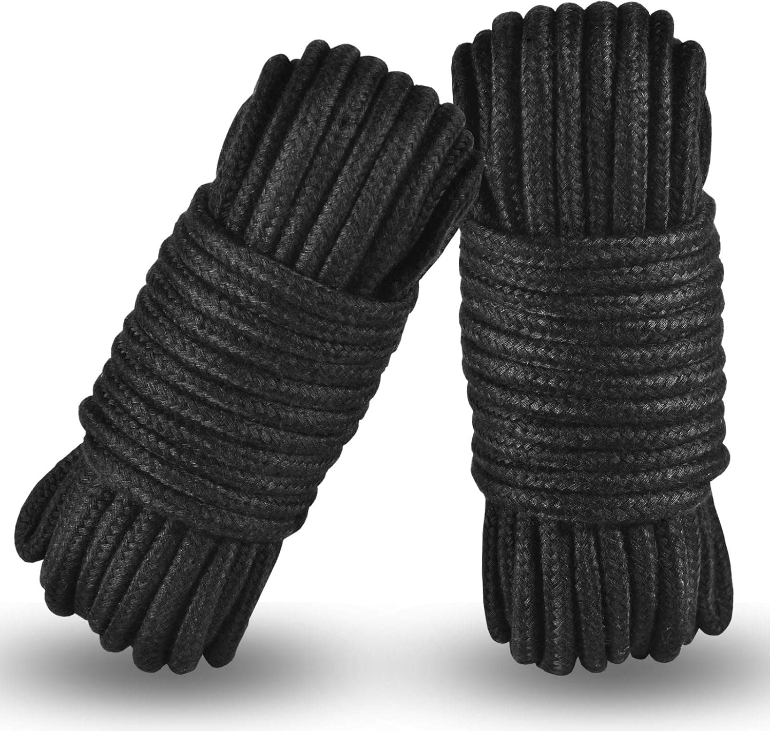 Black Cotton Rope, 2 PCS Multi-Functional Durable Craft Rope-Length 32 Feet（10m）, Thickness 1/3 Inch（8 mm）- Braid Utility Rope Great for Clothesline, Camping Tent, Canoes and Home Decor
