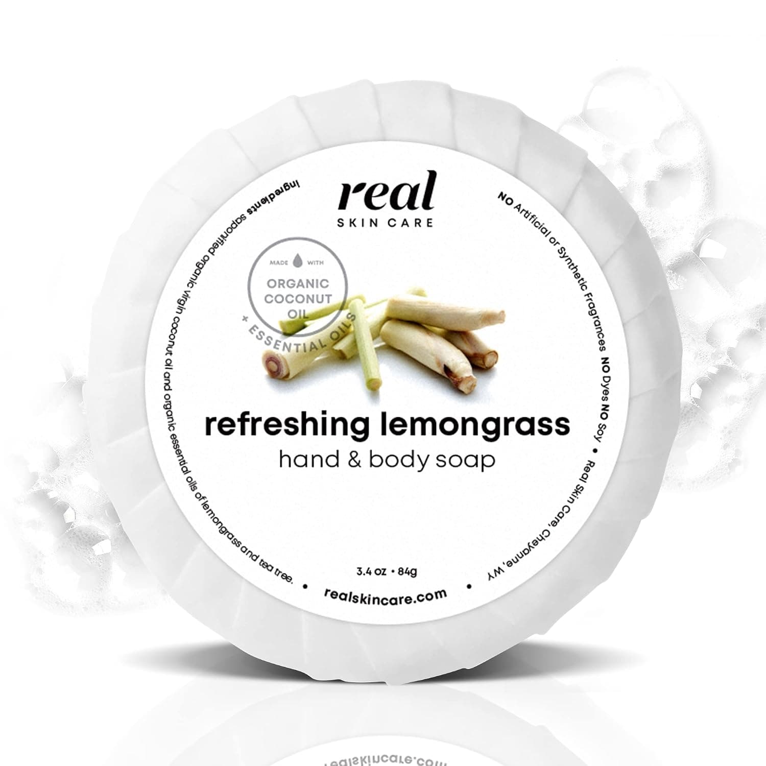 Real Skin Care Moisturizing Bar Soap With Coconut Oil | Refreshing Lemongrass | Natural Organic Bar Soap with No Chemicals Or Parabens | Foaming Hand Soap and Body Soap | Handmade Soap In the USA