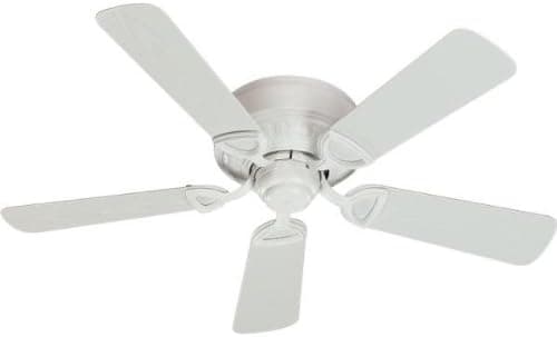 Quorum International 151425-8 Medallion Flush Mount Patio Ceiling Fan with Studio White Blades, 42-Inch, Studio White Finish