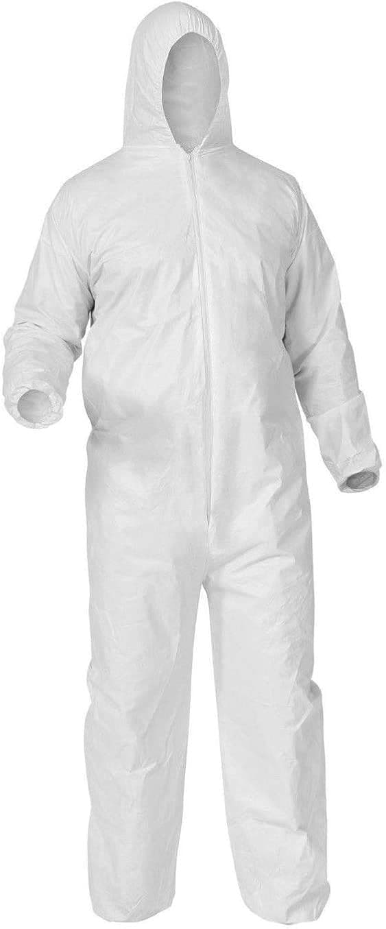 ABC Disposable Coveralls with Hood for Men, Women Hazmat Suits Disposable, 55G Poly Disposable Coverall Suit with Zip-Front