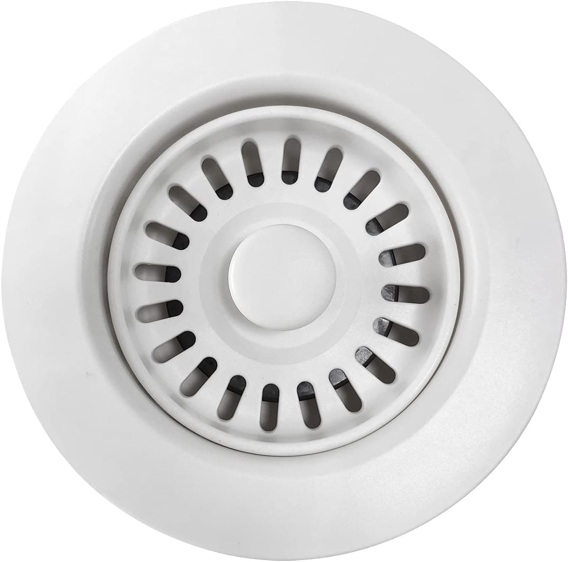 EADOT Offwhite Polymer Drain Kitchen Sink Drain Assembly with Removable Basket Strainer and Rubber Stopper for 3.5-Inch Drain Openings, Matching Color of Granite Sinks