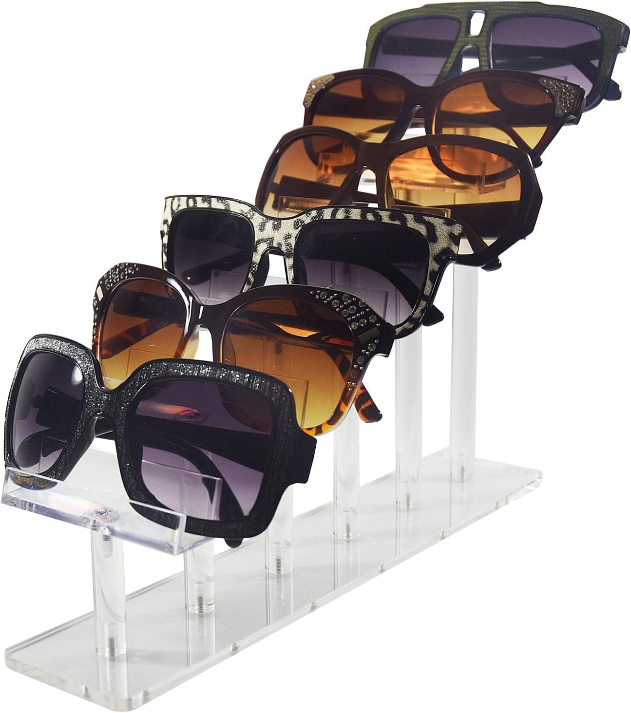 Mooca 6 Tier Acrylic Eyeglasses Frame Stand, Sunglasses Rack, Sunglasses Stand Acrylic Sunglasses Display, Sunglasses Rack Holder, Acrylic Glass Display, 8”H