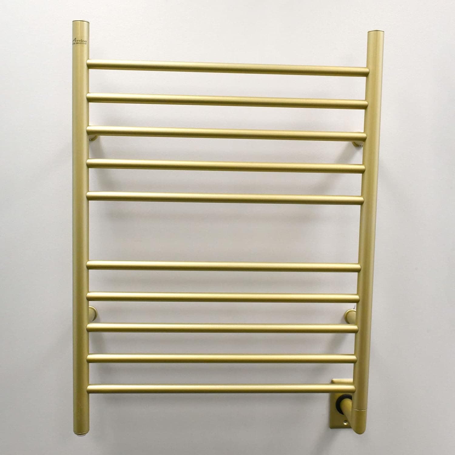 Amba Radiant Straight RWH-SSB 10-Bar Hardwired Towel Warmer in Satin Brass