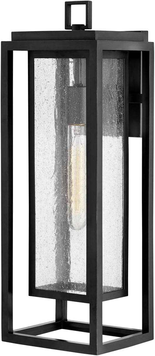 Hinkley Republic 1005BK-LL Large Outdoor LED Wall Mount Lantern Light - Transitional/Modern, Double Frame Design, Coastal Elements Collection - Black