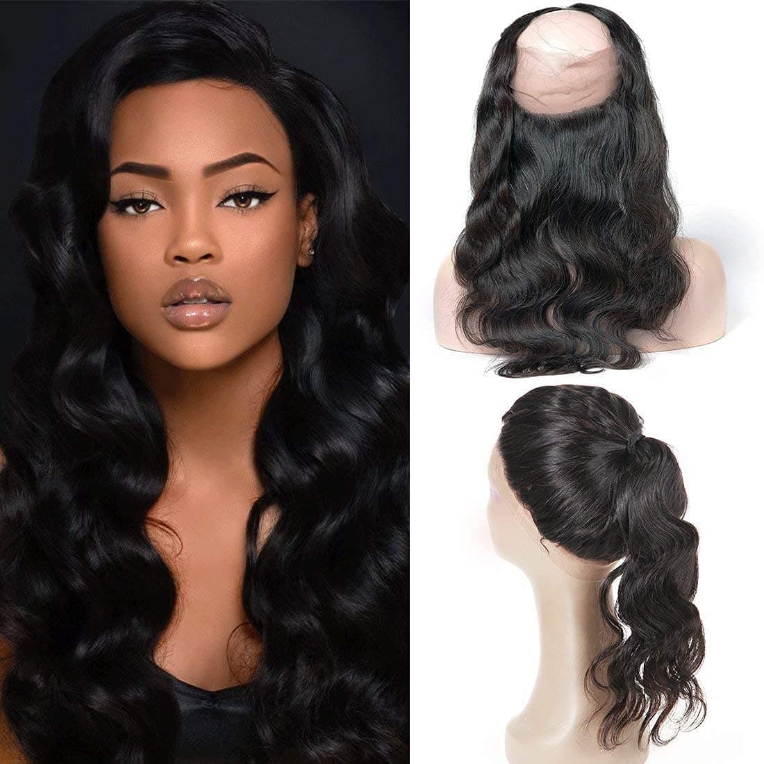 L/W Human Hair 360 Lace Frontal Closure Pre Plucked Free Part with Baby Hair Virgin Remy Extensions Brazillian Human Hair (28inch)