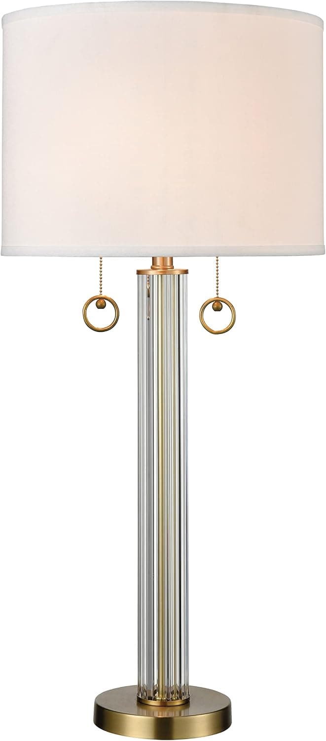 Stein World 77143 Table lamp, ons, Antique Brass, Clear Glass