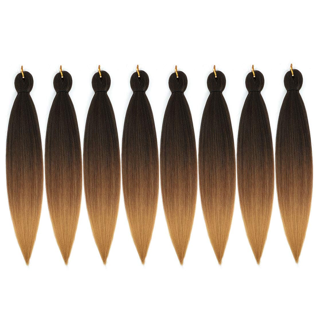 Ling Xiu Pre-stretched Braiding Hair 24 Inch 8 Packs Hot Water Setting Yaki Texture Braiding Hair Extension Synthetic Hair for Twist Braids(1B/30/27)