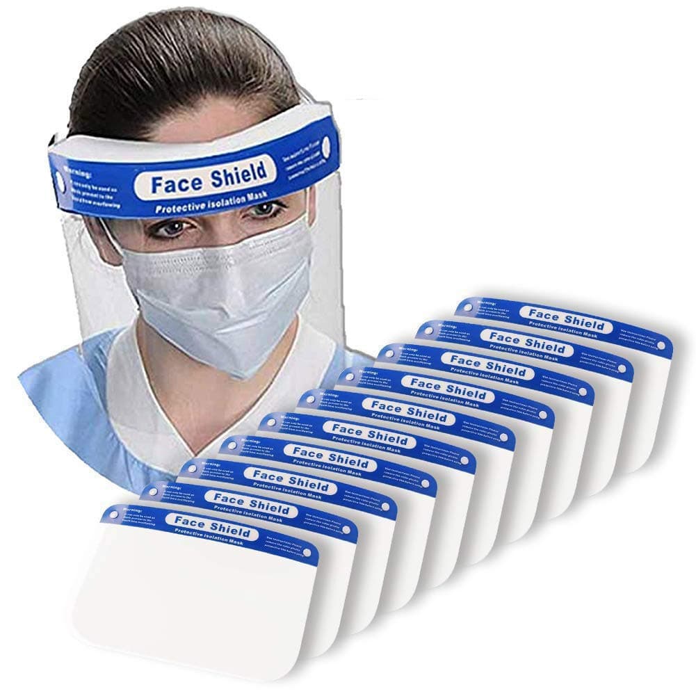 1000 Pcs Reusable Transparent Safety Face Shield Breathable Full Face With Clear Film and Elastic Band