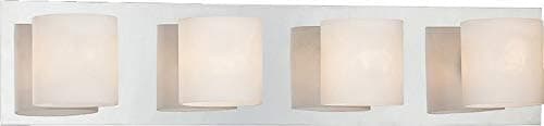 Eurofase 20380-021 Geos Opal White Glass Cylinder Bath Vanity Wall Mount, 4-Light 240 Total Watts, 5"H x 25"W, Chrome
