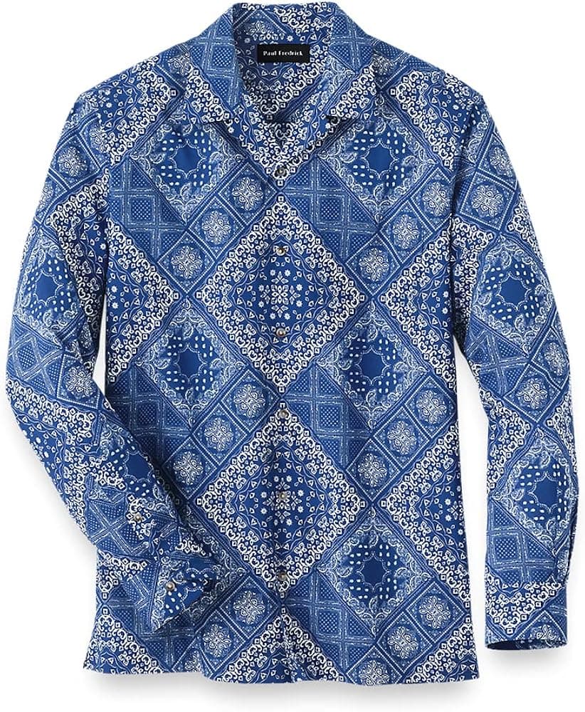 Paul Fredrick Men's Classic Fit Cotton Medallion Casual Shirt