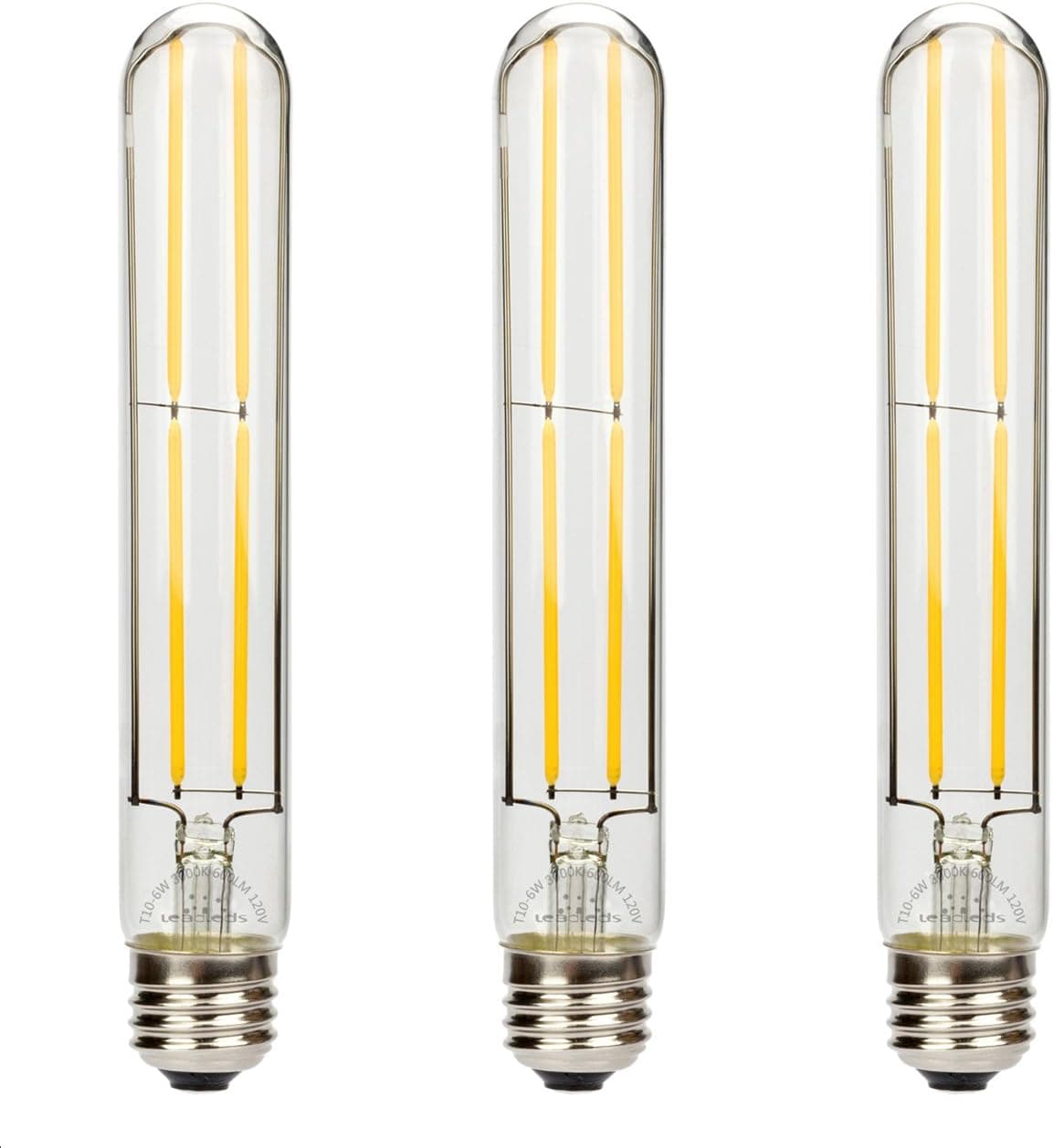 Leadleds 6W Edison Bulb Vintage Long Tubular Night Light Bulb(L7.2), 60W Incandescent Equivalent E26 Medium Base Dimmable Warm White 3000K for Yard Lights Floor Lamp Table Lamp Hanging Lights, 3-Pack