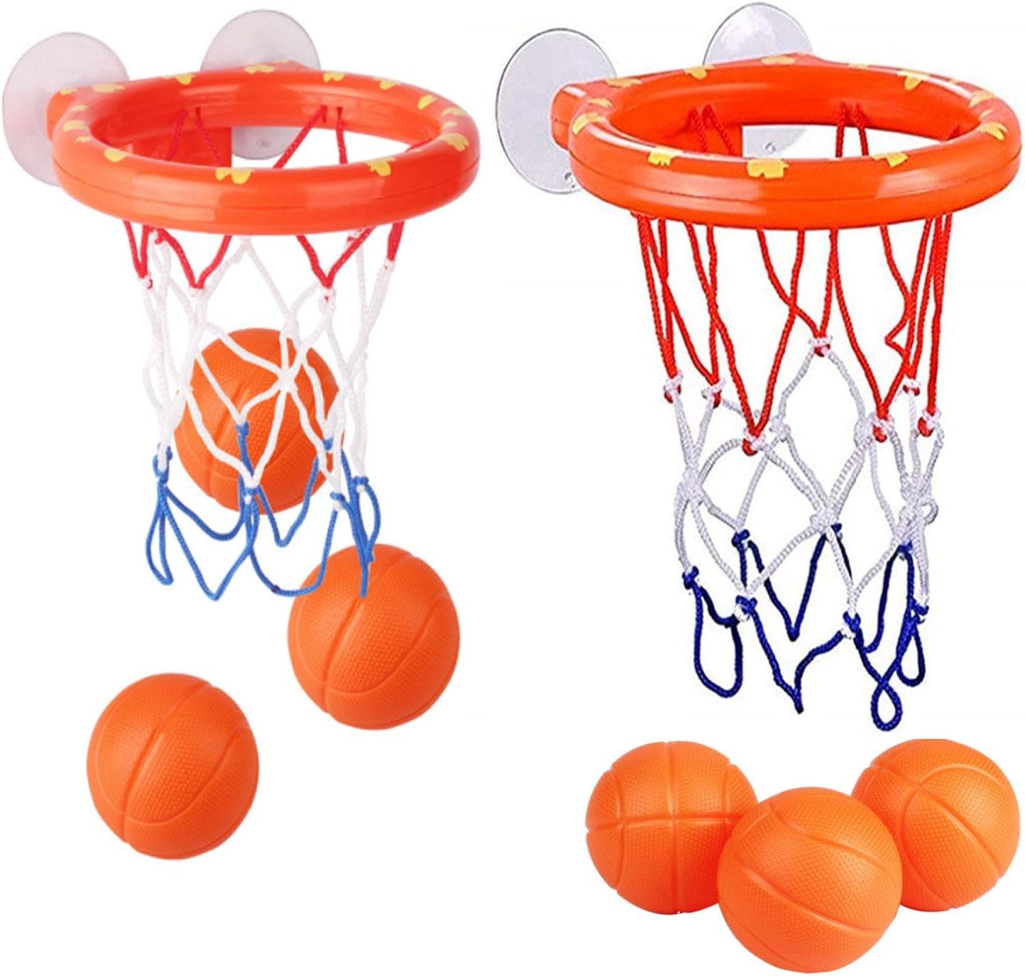 KISEER 2 Pack Fun Basketball Hoop with Heavy Duty Suction Cups Bathroom Bathtub Shooting Game Balls Toy Set with 6 Balls for Kids