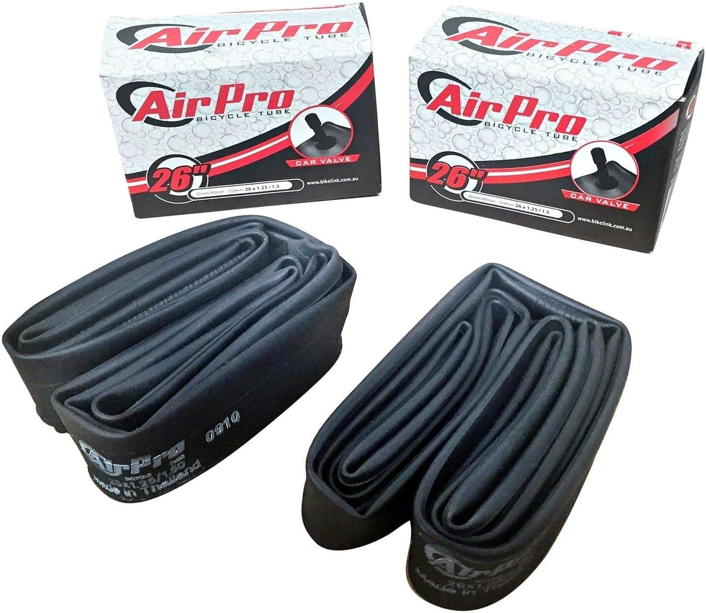 AirPro Bicycle Inner Tubes 26" x 1.25-1.5 with Schrader Valve (2 Pack) for 26 inch Mountain Bikes MTB