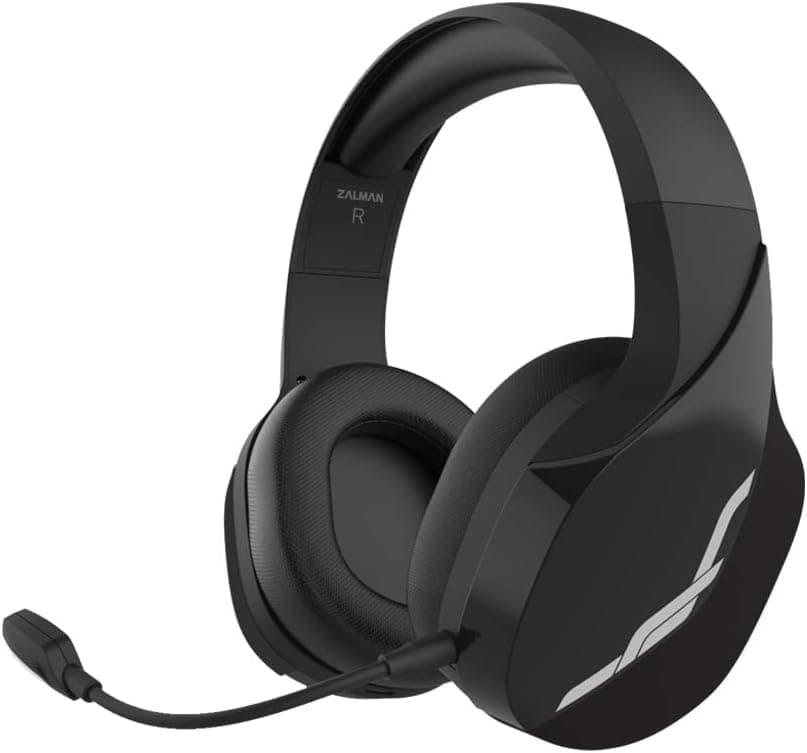 Zalman HPS700 Archer, Wireless Headset with Gaming, Music, Live Sound Modes, LED Indicator, Detachable Microphone, USB-C to A Charging Cable, Premium Woven Fabric Memory Foam Ear Cushions (Black)