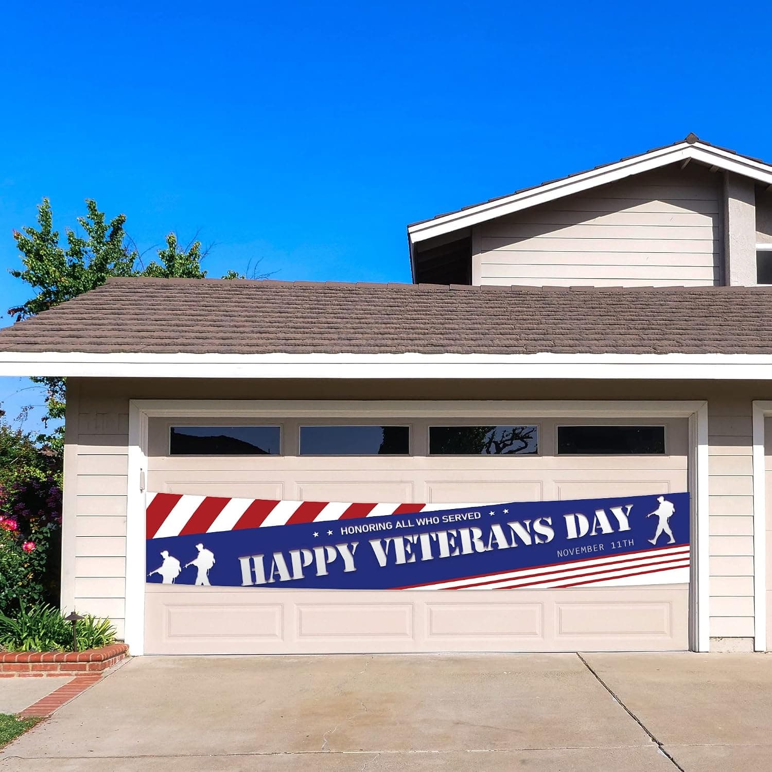 Large Happy Veterans Day Banner, Honoring All Who Served, Veterans Day Parade Decorations, Patriotic Veterans Day Banner Indoor Outdoor