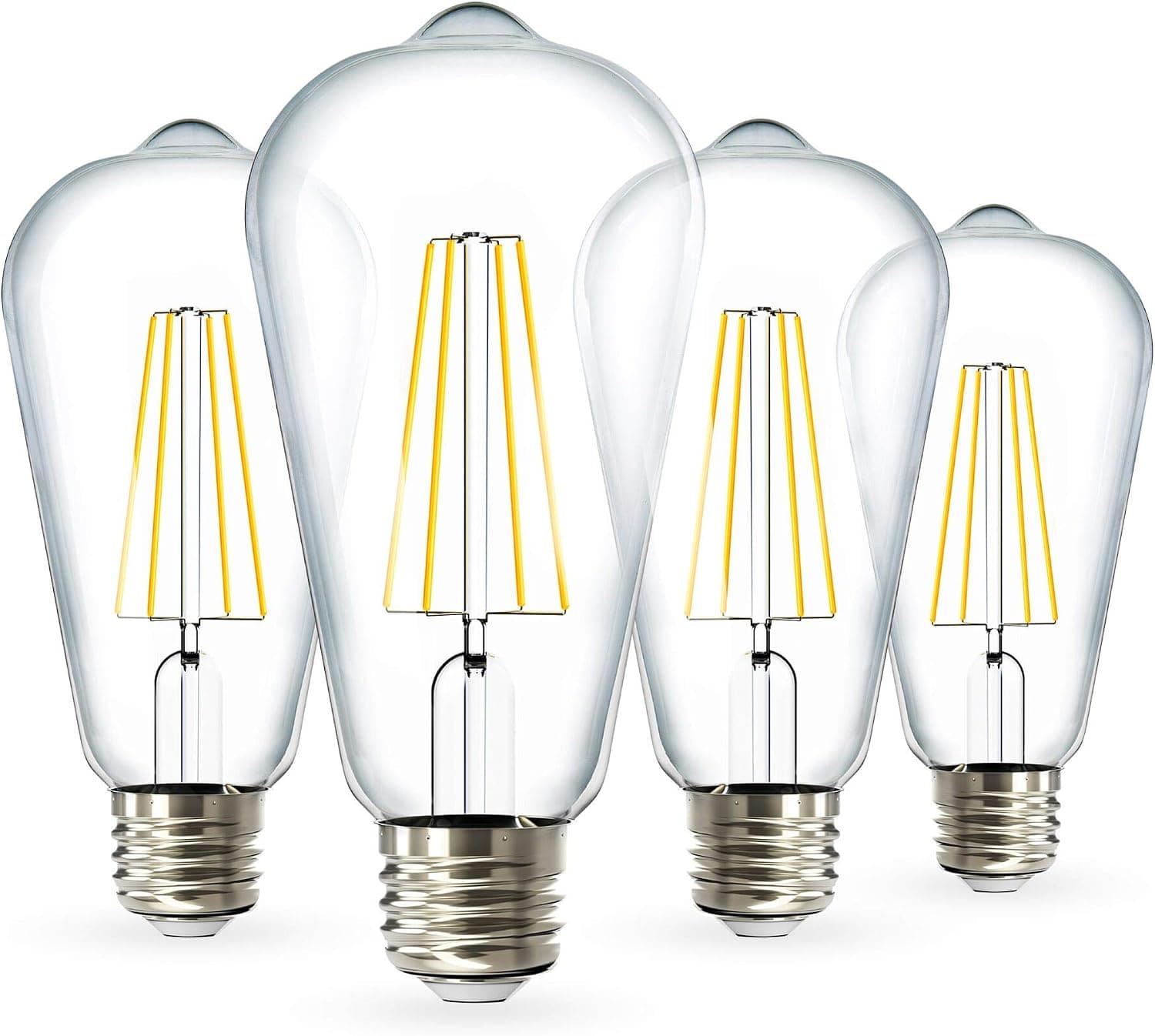 Sunco Vintage LED Edison Bulbs 60W Equivalent 8.5W 800LM Dimmable ST64 Filament 5000K Daylight E26 Medium Base Light Bulbs High Brightness Clear Glass Waterproof UL Energy Star 4 Pack
