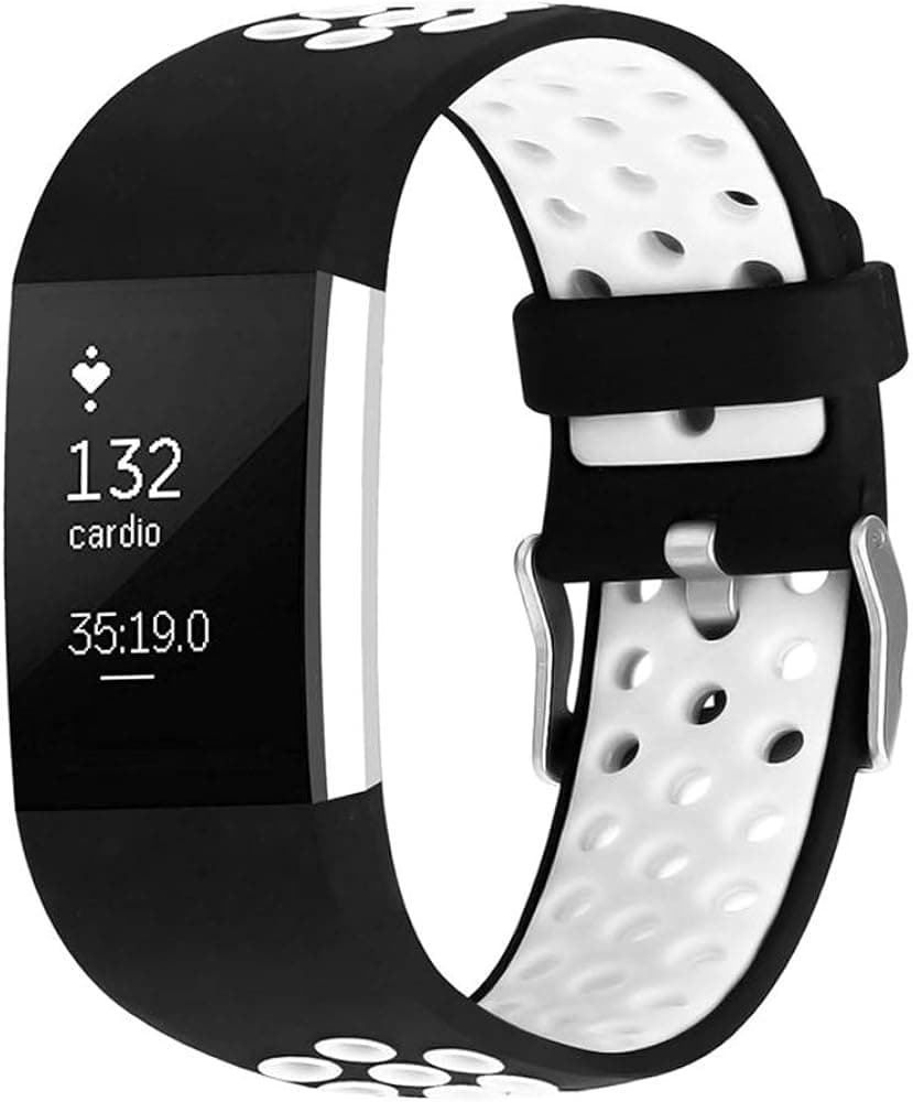iGK Silicone Replacement Bands Compatible for Fitbit Charge 2, Adjustable Breathable Sport Strap Smartwatch Fitness Wristband with Air Holes White Large