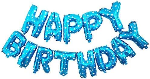 Harvest Wings Shiny Blue Happy Birthday Balloons Banner Inflatable Party Decor Birthday Decorations for Kids and Adults