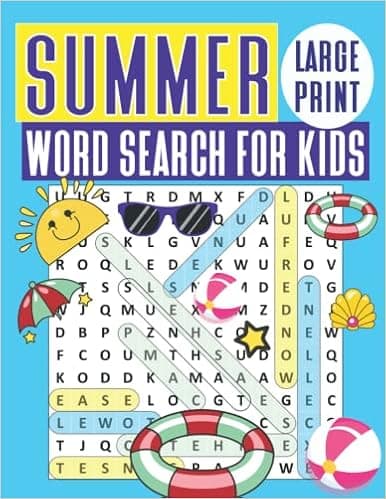 Summer Large Print Word Search For Kids: 580 words to find,Beach Word Search ,with solutions,8.5 x 11 inches