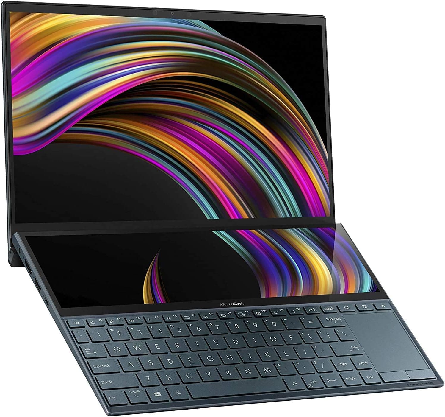 ASUS ZenBook Duo Laptop, 14” FHD NanoEdge Bezel Touch Display, Intel Core i7-10510U, 8GB RAM, 1TB PCIe SSD, Innovative ScreenPad Plus, Webcam, HDMI, Windows 10 Home, KKE Mousepad, Celestial Blue