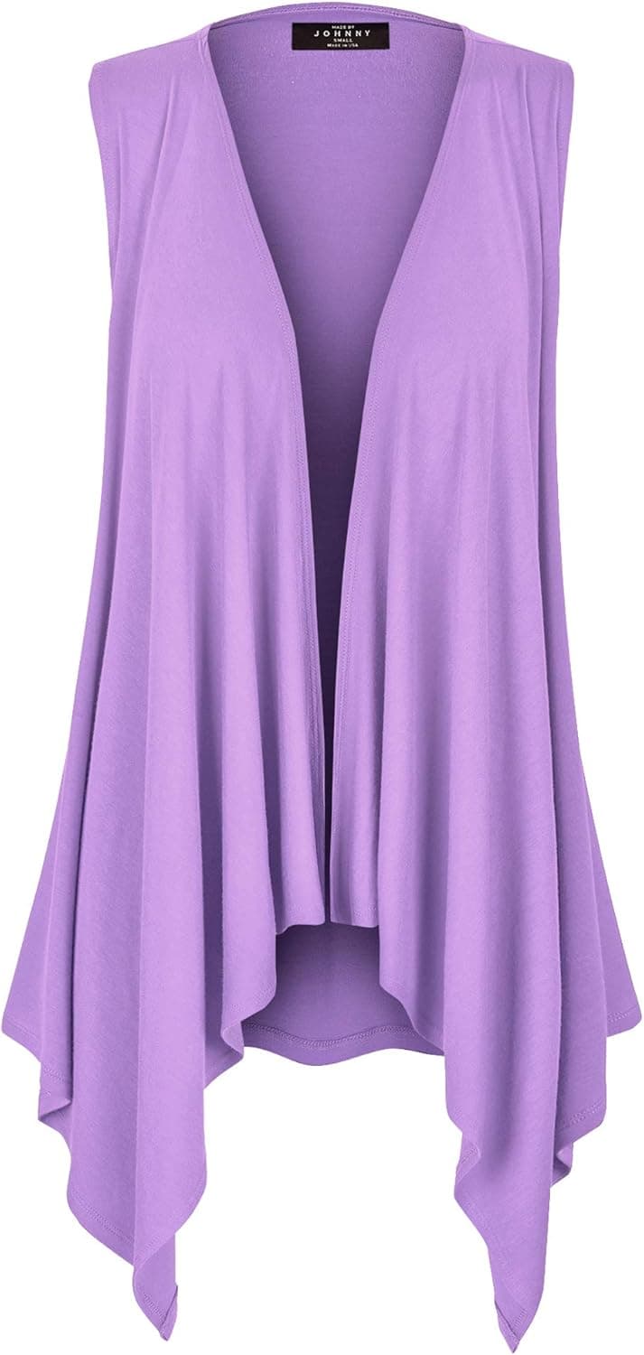 Made By Johnny Women's Lightweight Sleeveless Draped Open Cardigan