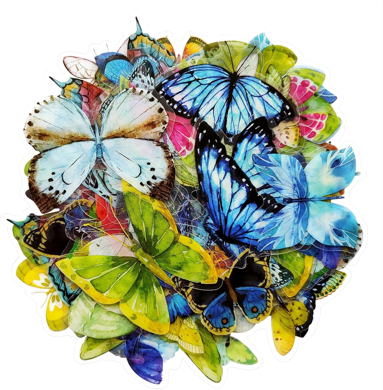 80PCS Butterfly Scrapbook Stickers, Vintage Butterfly Stickers, Butterfly Stickers,DIY Decoration Personalized Resin Butterfly, Computer, Kettle, Diary Daily Plan for Teenagers
