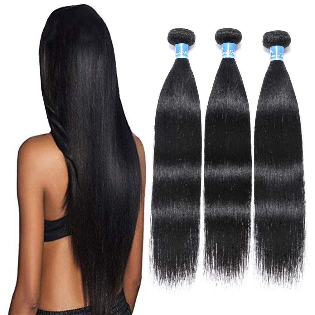 10A Peruvian Virgin Straight Human Hair 3 Bundles (16" 18" 20",300g,1B) Human Hair Weave 100% Unprocessed Peruvian Virgin Straight Hair Weave Bundles Remy Peruvian Straight Human Hair Extensions