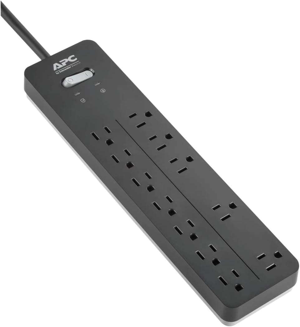 APC Power Strip Surge Protector, APC PH12W, 2160 Joules, Flat Plug, 12 Outlet Power Cord Strip