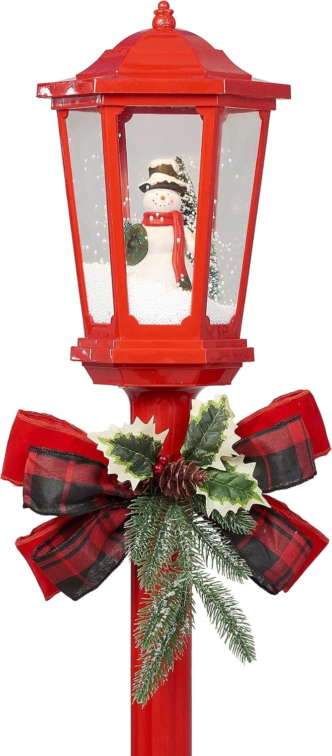 Holiday Time 56 Inch LED Christmas Snowman Snowing Lamp Post