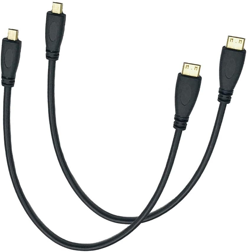 Seadream 2Pack 1Feet Micro HDMI Type D Male to Mini HDMI Type C Male Connector Adapter Cable Cord (1Feet 2Pack)