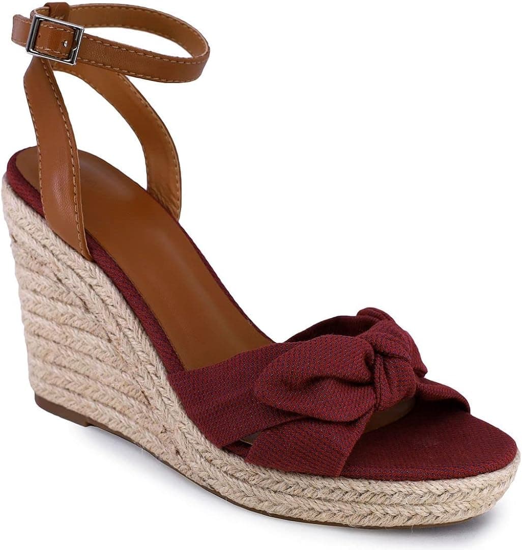 Nautica Women's Espadrille Mid Wedge Sandals with Fashion Buckle