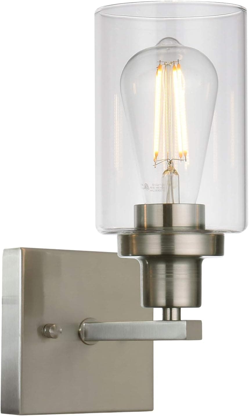MELUCEE 1 Light Wall Sconce Lighting Bathroom Light Fixtures Brushed Nickel Modern Vanity Lights Porch Light Fixtures Wall Mount